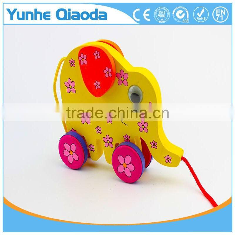 colorful Pull Along elephant Wooden Toy as you pull they make a fun for baby