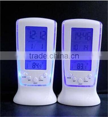 Digital LCD display time and thermometer snooze clock / Square blue LED digital clock / Music clock / automatic calendar clock