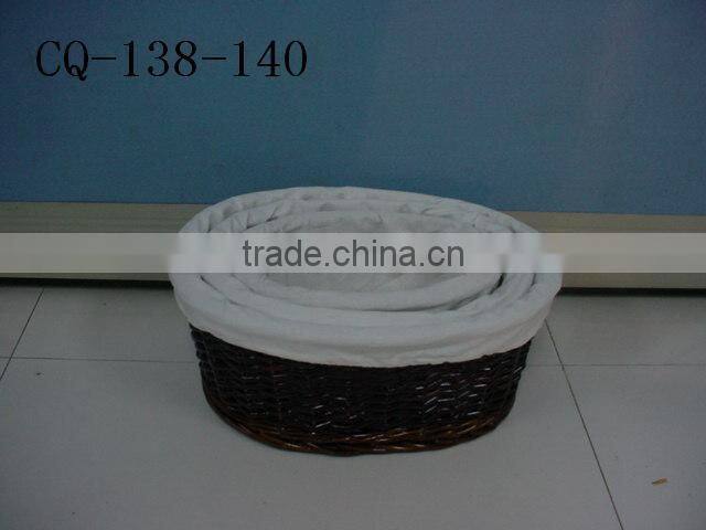 Wholesale Firm willow sundries baskets with hanle for storage