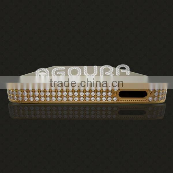 Luxury matte gold mobile phone black housing, metal housing encrusted with diamond for iPhone 5 5S