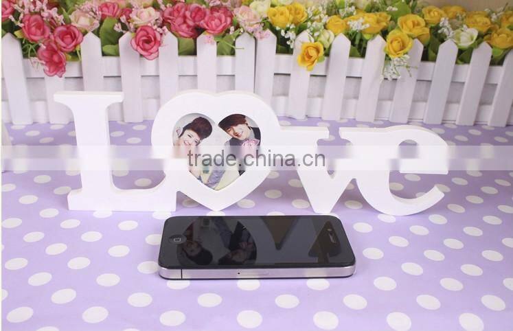 home decor wooden love photo frame for wedding decoration