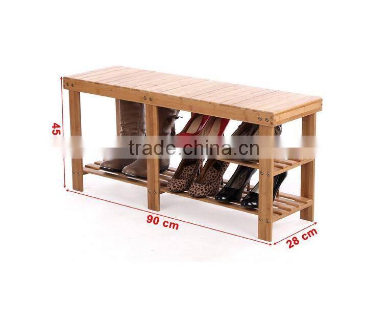 2 Tier Natural Bamboo Shoe Rack for home decoration