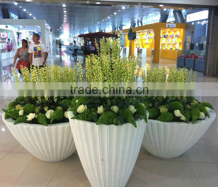 White FRP planter pot