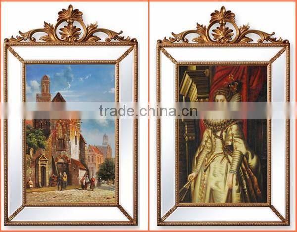Antique solid wood frame handmade flowers painting