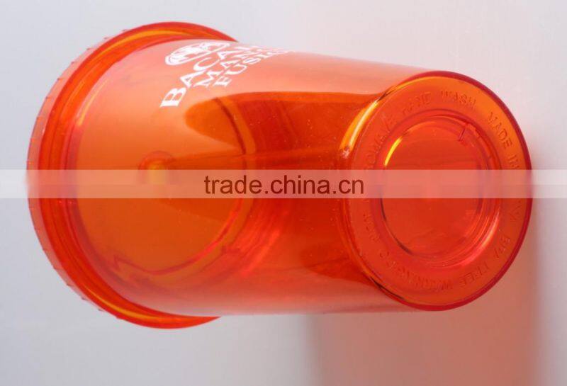 RED Double wall 16oz plastic tumbler with lid and straw