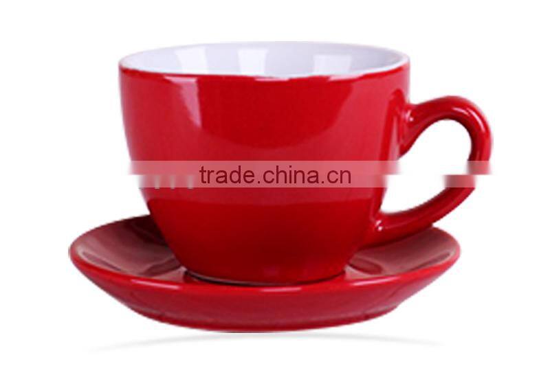 stoneware material high quality ceramic cup and saucer two tone cup and saucer