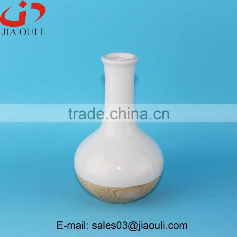 Hot sales glazed ceramic wood finished vases for home decor