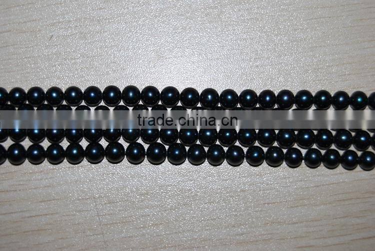 7-8mm black freshwater loose pearl 16 inches round pearl strand