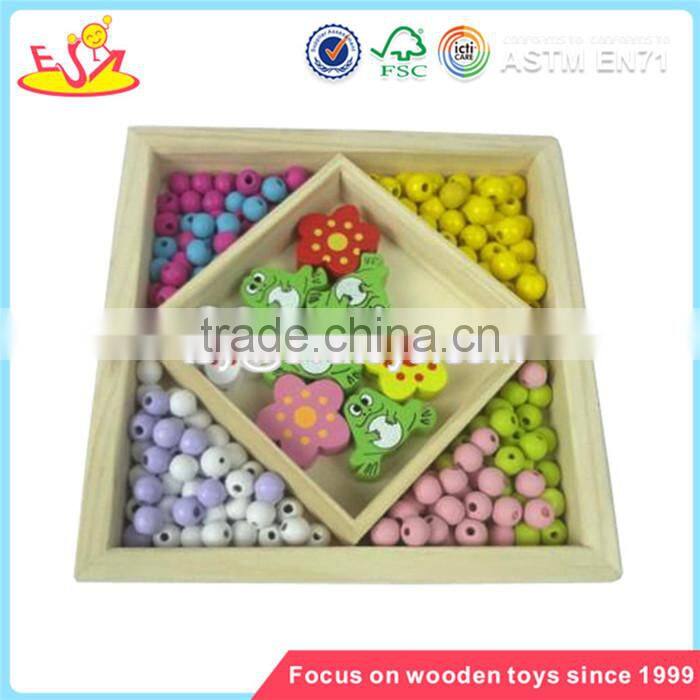 Wholesale diy creative wooden beads box toy high quality kids wooden beads box toy W11E012