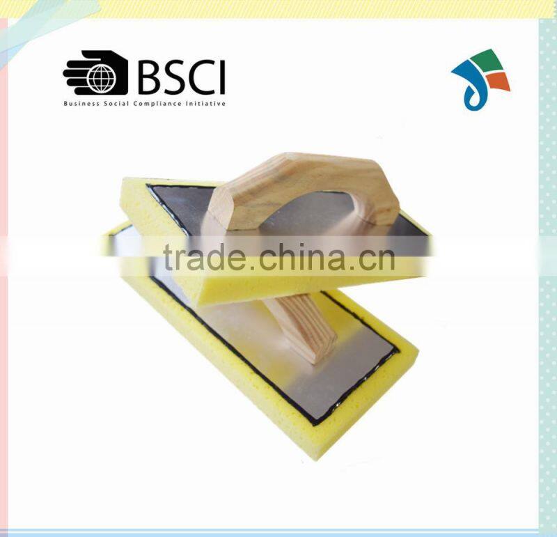 Swiss cheese sponge with wood handle aluminum backing float trowel