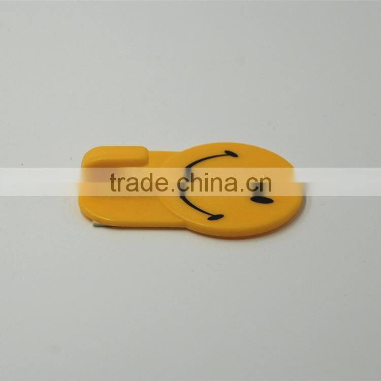 Set of 2 Yellow Smile Face Plastic Selve Adhesive Wall Hook