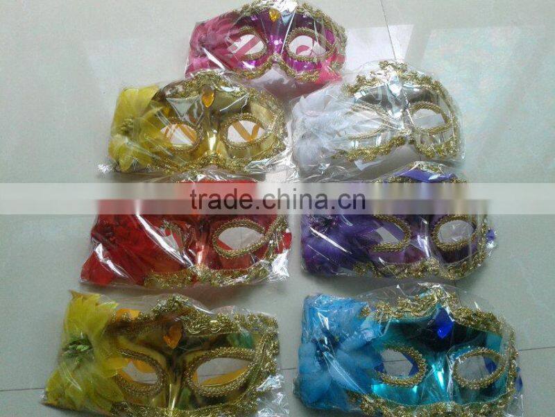 party mask with Flowers and feathers decoration accessory