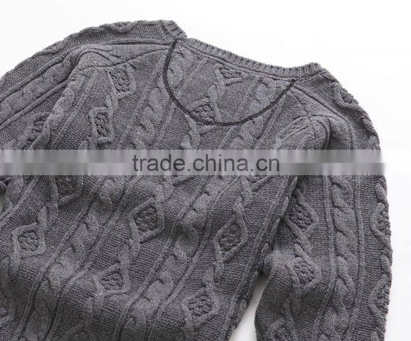 new arrival pure color cable crew neck knit sweater , pullover sweater