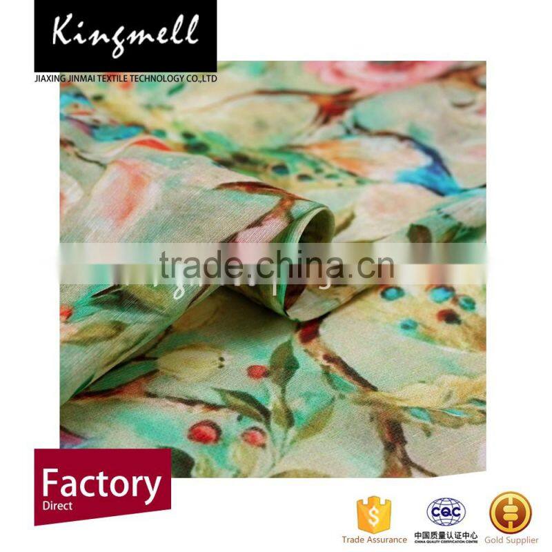 Custom digital printed silk linen blend fabric for garment/dress