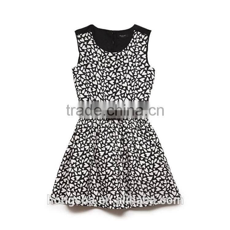 Girls Heart Print A-Line Dress Modren Children Wedding Dress Frocks Designs 2016 HSd7327