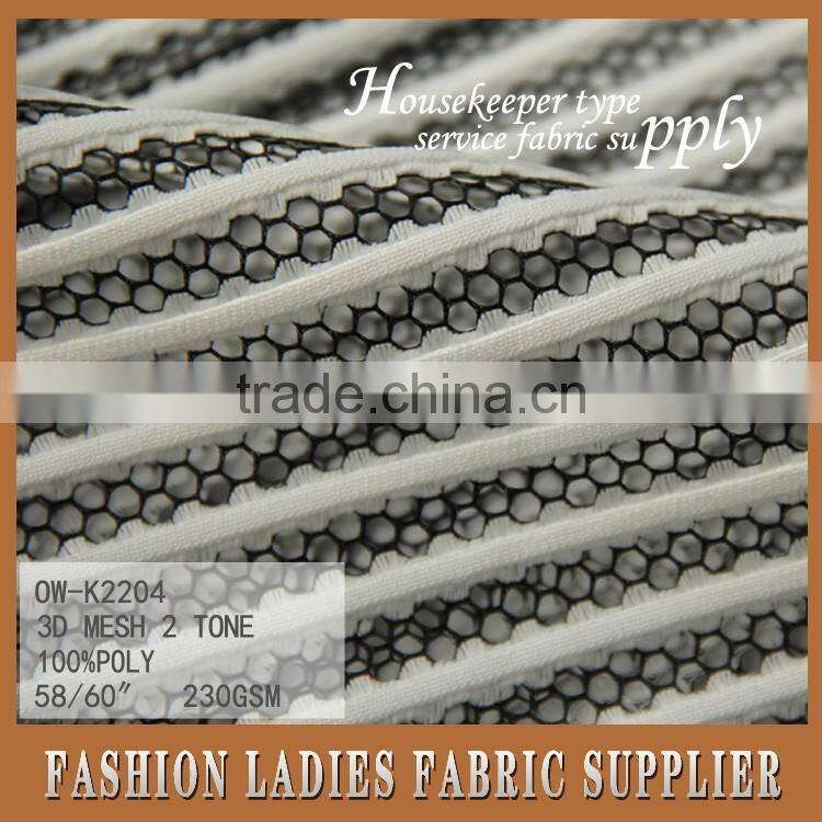 new popular high quality 100 percent polyester knit mesh embroidery two tones fabric