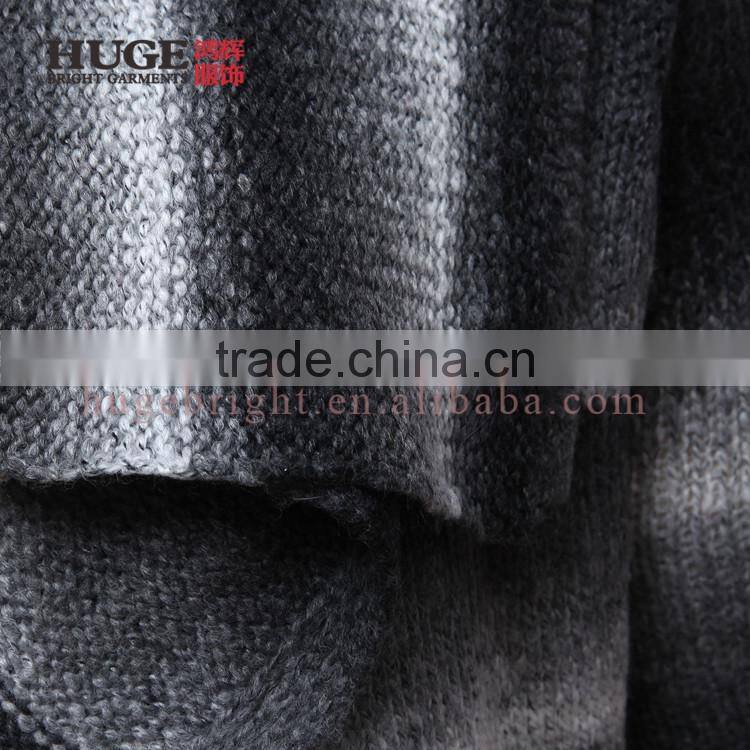 Turn Down Collar And Long Sleeves Striped Cardigan Sweater