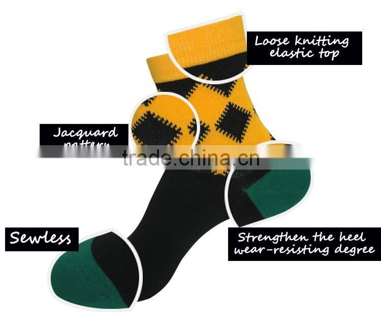 free sample comfortable deodorize anti-bacterial check pattern men caual socks