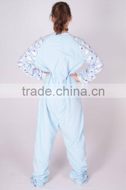 2013 Fleece Unisex Adult Footed Overall Pajamas Print Jumpsuit