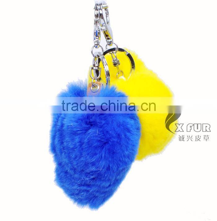 CX-R-46 Lovely Fashion Genuine Rex Rabbit Fur Keychain