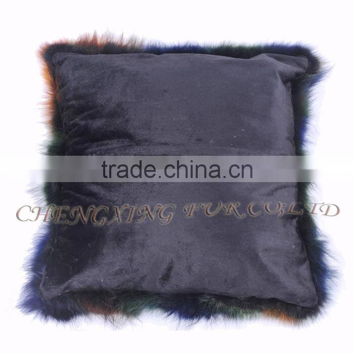 CX-D-107C Cheap Price and High Qaulity Genuine Fox Fur Patchwork Chair/Sofe Cushion Cover
