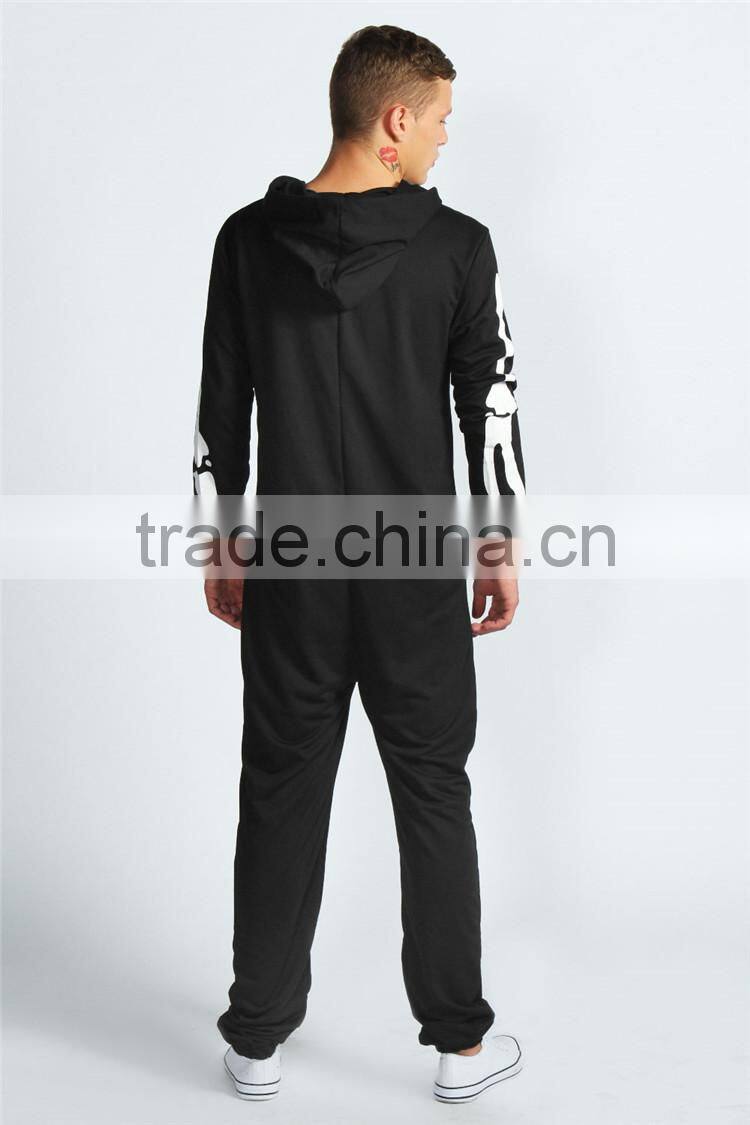 PA0004A adult footless pajamas adult onesie with skeleton printing