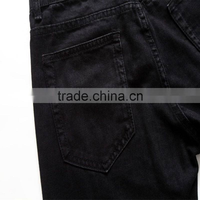 Fashion new men's brand men's jeans black jeans hole personality male personality pants