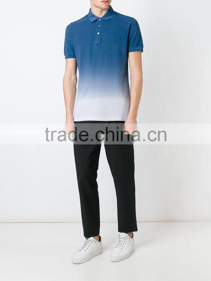 New fashion men blue gradient polo t-shirts