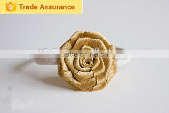 Pure Color Braid Elastic Headband Baby Girls Flower Shape Hairband Newborn Infant Shiny Beads Hair Accessories