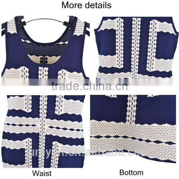 2014 Spring summer jacquard sleeveless knitted dress