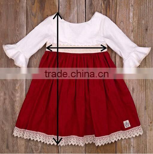 Little Gilrs Christmas Boutique Baby Kids Red Lace Ruffle Christmas Party Dresses