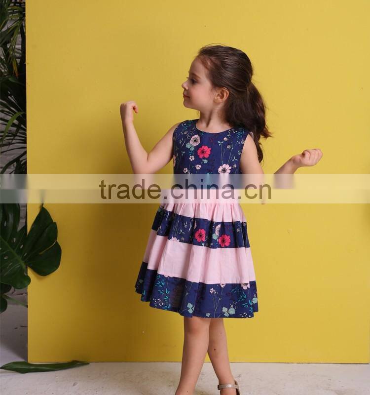 2017 new designs casual girl floral dress made