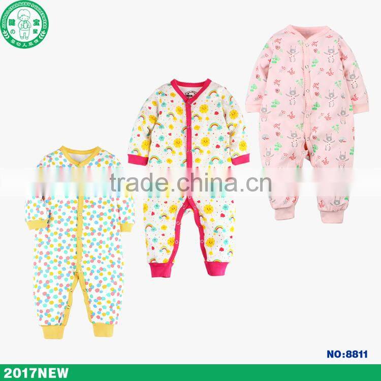New design colorful baby girl bodysuit unique baby jumpsuit cotton romper