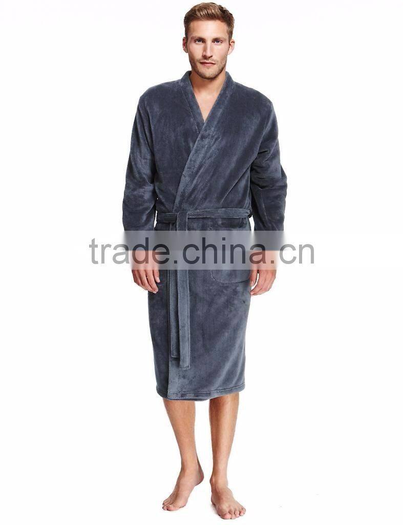 Luxury Men's Thermal Coral Fleece Bathrobe Dressing Gown