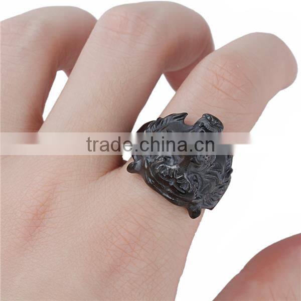 Titanium Steel Unadjustable Rings Black Tiger Animal