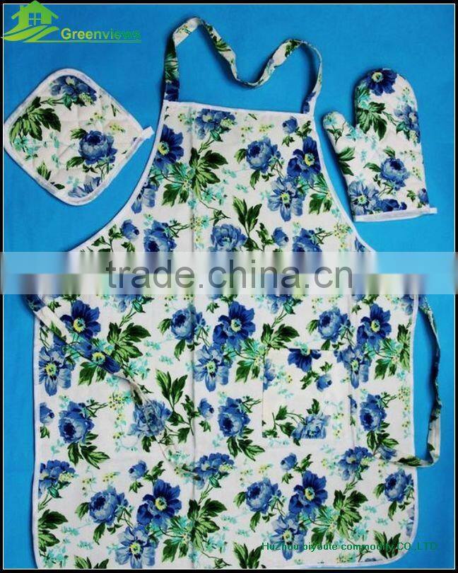 Kitchen apron oven mitt set apron set christmas towel&kitchen set&pot holder 3pcs/set