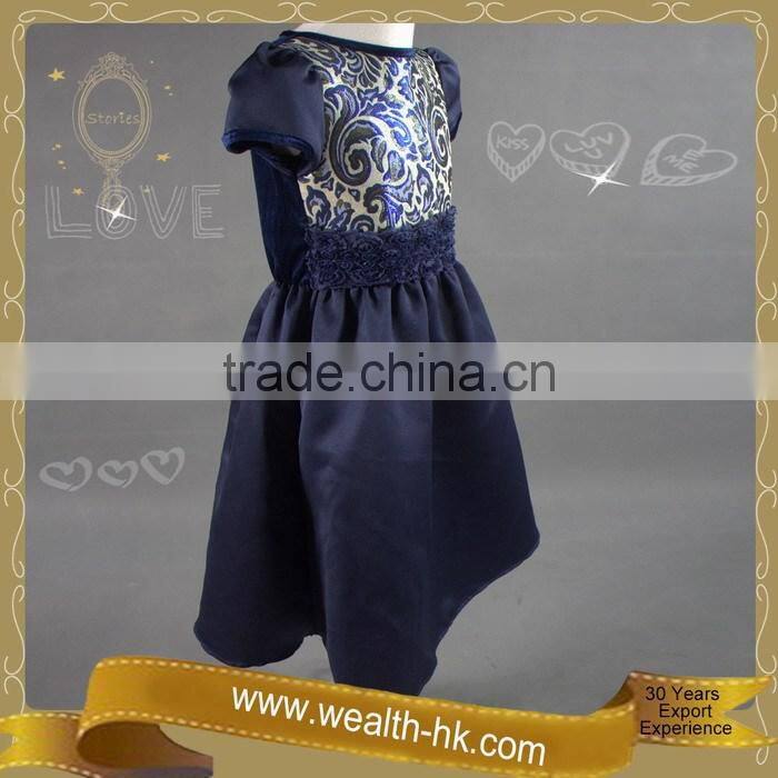 Shortsleeves Dark Blue colour kids Evening Ball Gown Dresses