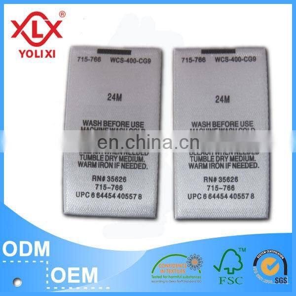 Printed size label high quality private label