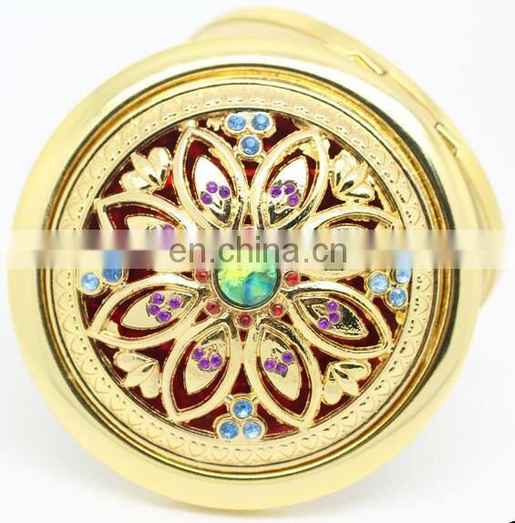 flower decoration gold metal make-up mirror