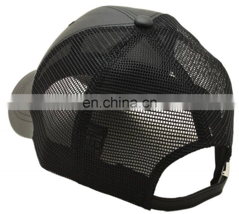 Baseball Cap Leather Lambskin Precurved Bill Snapback 'Baseball Cap