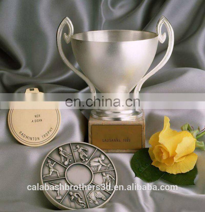 Small MOQ Custom Gold Silver Cups 3D Printing Award Trophy Cup