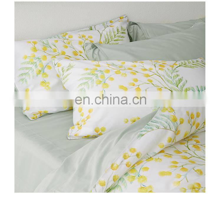 RawHouse Home textile plant yellow flower print cotton bedding set
