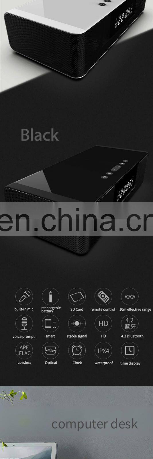 custom design mini portable wireless speaker fabric bluetooth speaker with fm radio Qi Charger