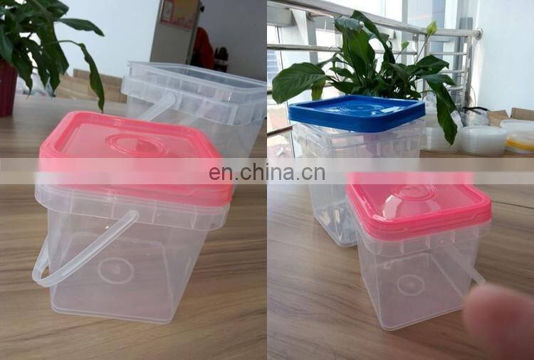 white blue 8 liter square plastic bucket for food use