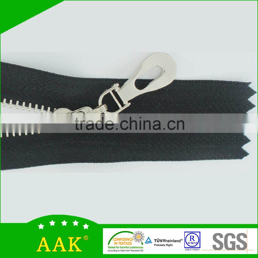3#Shiny silver normal teeth close end metal zipper