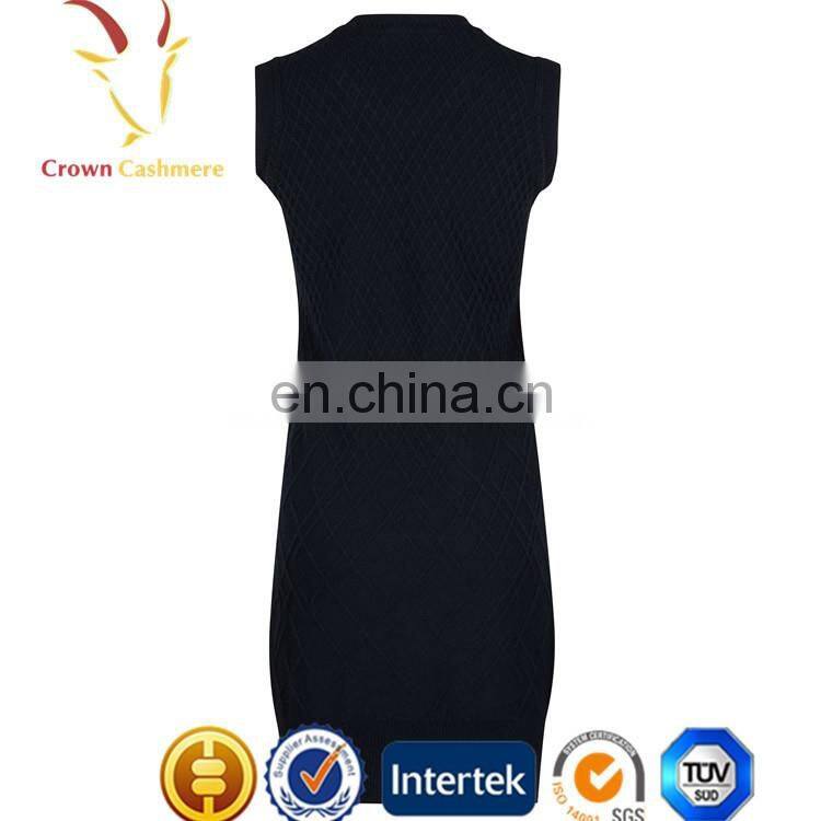 Women Long Dress Cable knitted Sleeveless Dress