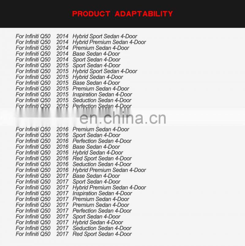 JCSPORTLINE Carbon Fiber Q50 Front Splitter Canards for Infiniti Q50 Hybrid Sport Sedan 4-Door 2014-2017