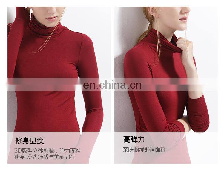 62/5000 Wholesale Custom-made Large Women's autumn long-sleeved t-shirt women's solid color Turtleneck Modert jacket autumn
