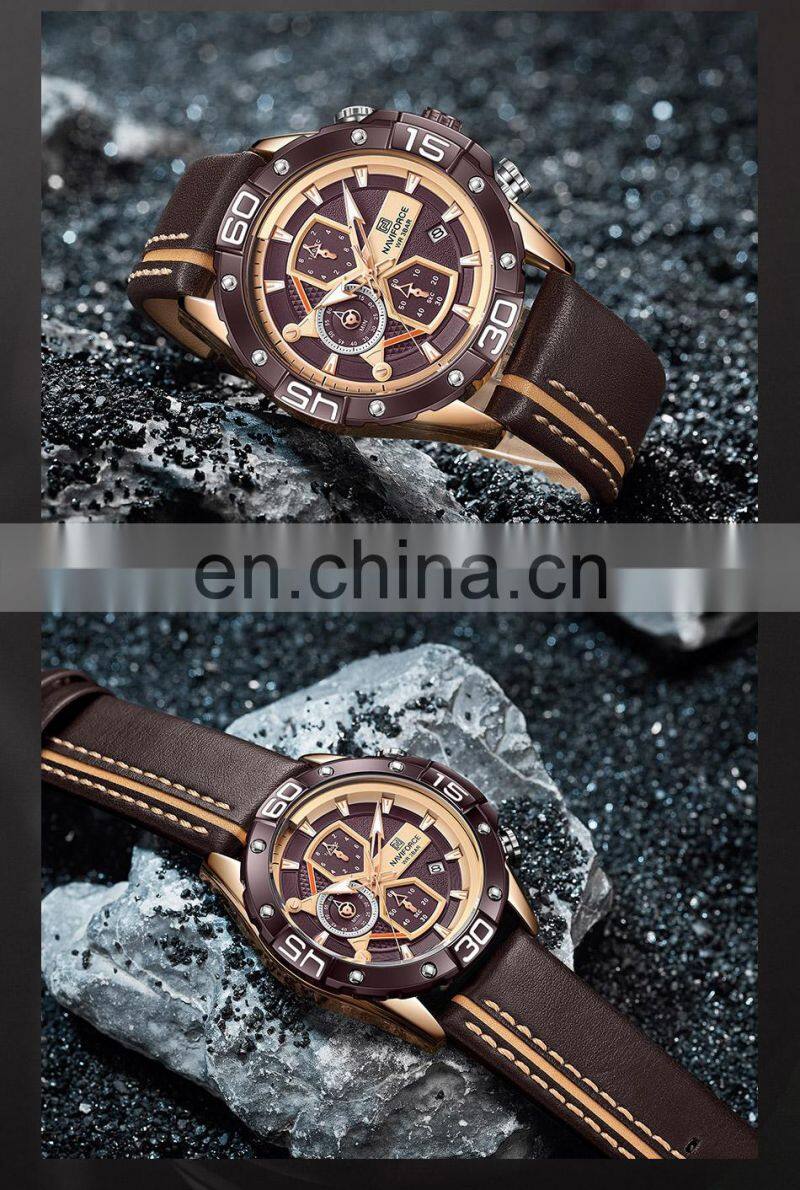 NAVIFORCE NF8018 Luxury Quartz Watches Mens Fashion Casual Leather Strap WristWatch Military Sport Waterproof Analog Clock