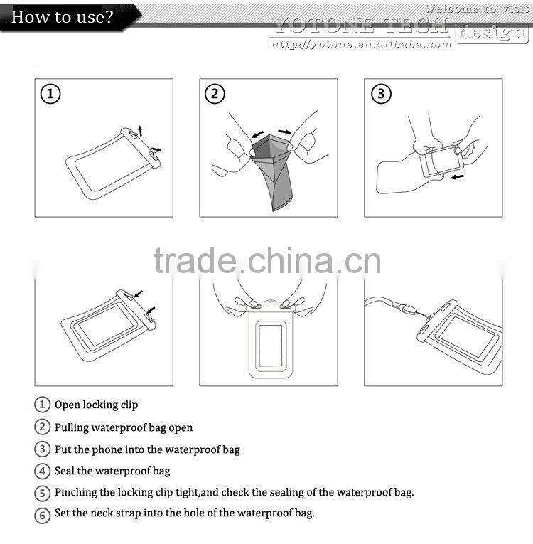 Customized Mobile Waterproof Phone Bag Case / PVC bag waterproof case for Samsung galaxy grand duos